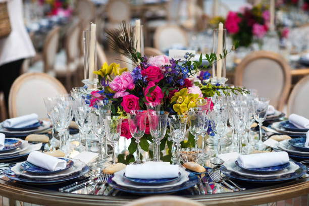 istock Decorated served table for wedding party or other event 1411262007