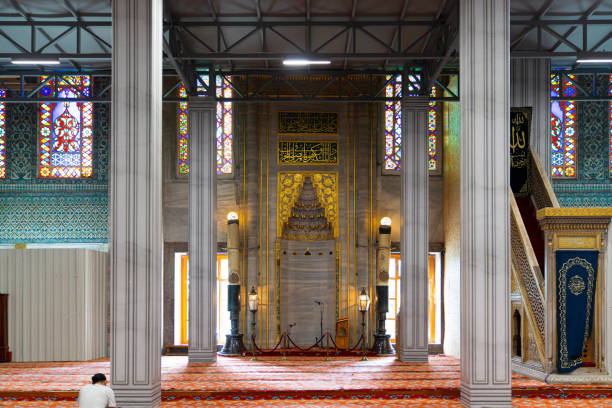 Istanbul, Turkey - June 18 2022: Interior view of Sultan Ahmed Mosque