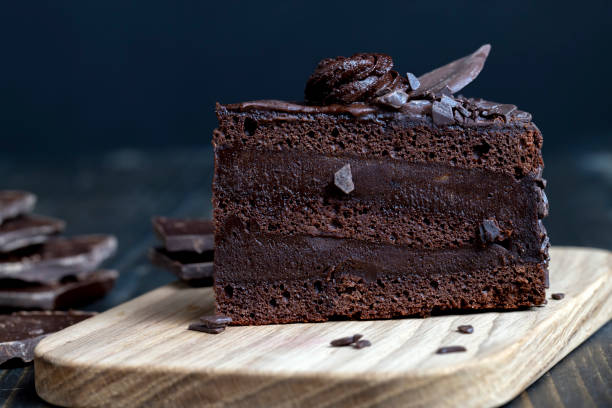 istock chocolate cake with chocolate filling on the table 1411265600