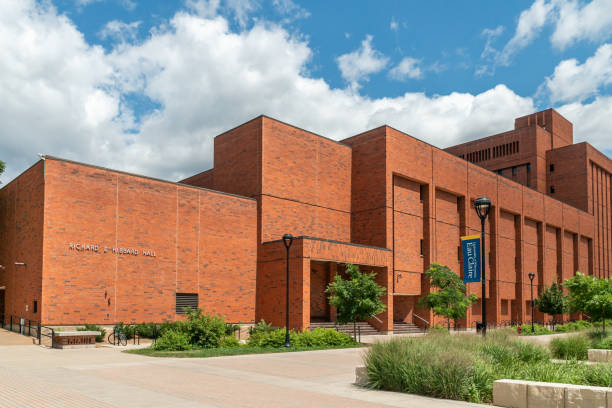 Richard E. Hibbard Hall on the Campus of the University of Wisconsin-Eau Claire Richard E. Hibbard Hall at the University of Wisconsin-Eau Claire. university of wisconsin eau claire stock pictures, royalty-free photos & images