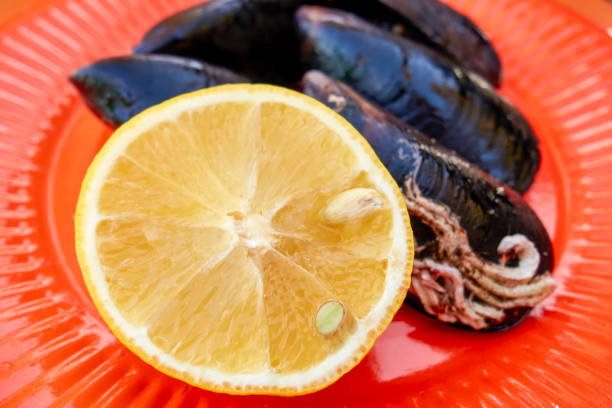 Stuffed Mussel With A Slice Of Lemon