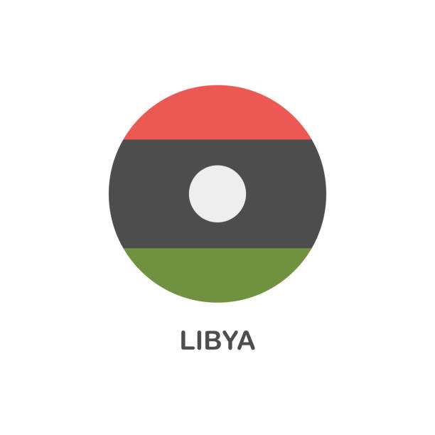 prosta flaga libii - wektorowa okrągła płaska ikona - libyan flag stock illustrations