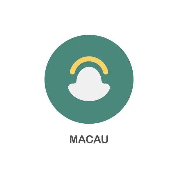 Vector illustration of Simple Flag of Macau - Vector Round Flat Icon