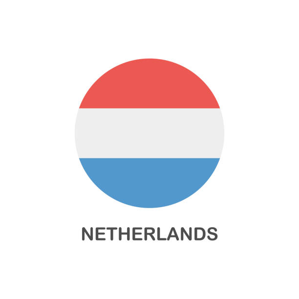 ilustrações, clipart, desenhos animados e ícones de bandeira simples dos países baixos - vetor round flat icon - netherlands symbol flag button