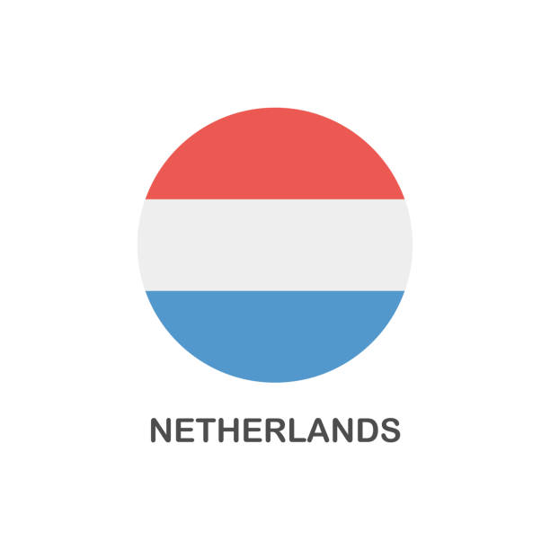 простой флаг нидерландов - векторный круглый плоский значок - netherlands symbol flag button stock illustrations