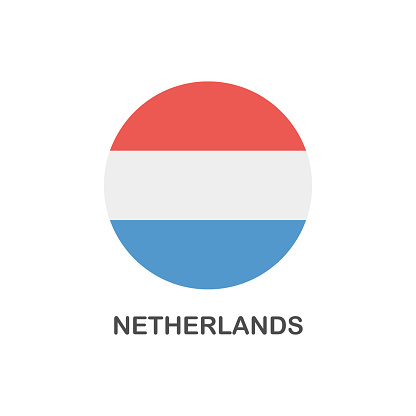 Flag of Netherlands - Vector Round Flat Icon