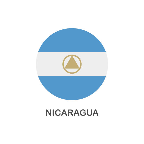 Simple Flag of Nicaragua - Vector Round Flat Icon Flag of Nicaragua - Vector Round Flat Icon flag of nicaragua stock illustrations