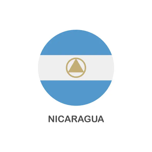 Vector illustration of Simple Flag of Nicaragua - Vector Round Flat Icon