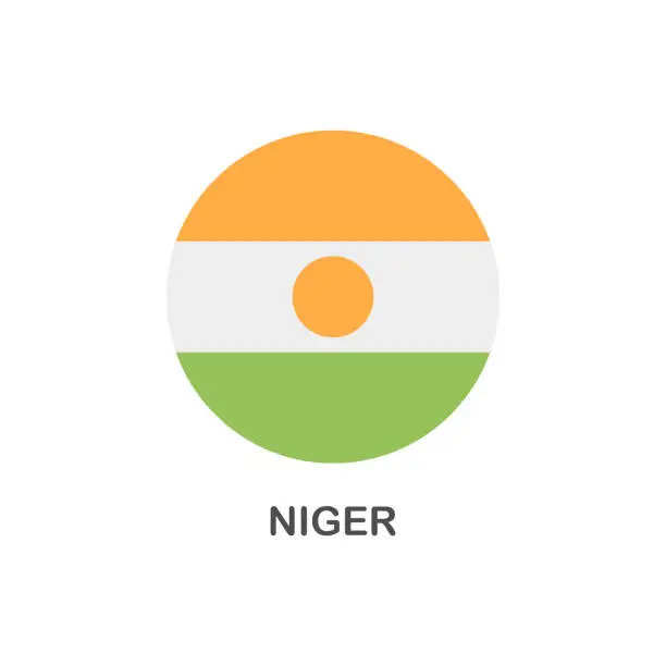 Vector illustration of Simple Flag of Niger - Vector Round Flat Icon