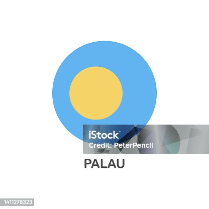 istock Simple Flag of Palau - Vector Round Flat Icon 1411278323