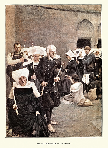 Vintage illustration after the painting by Pascal Dagnan-Bouveret, Le Pardon