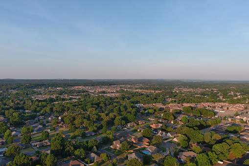 Drone photography looking southwest in Conway, Arkansas, City of Colleges