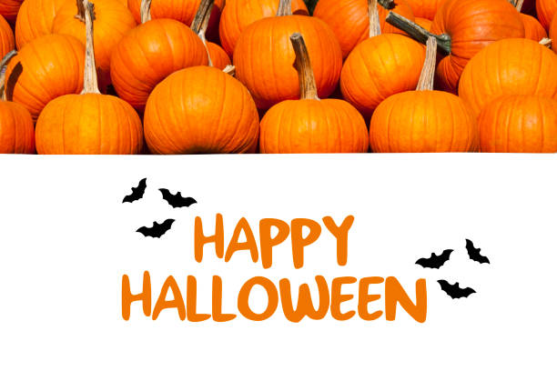 istock Happy Halloween Text With Pumpkins Background 1411287394