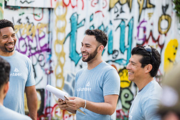 istock Friends gather near the graffiti wall 1411288735
