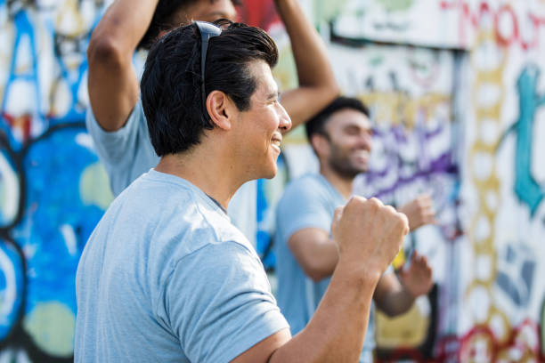 istock Male volunteer cheering 1411288785