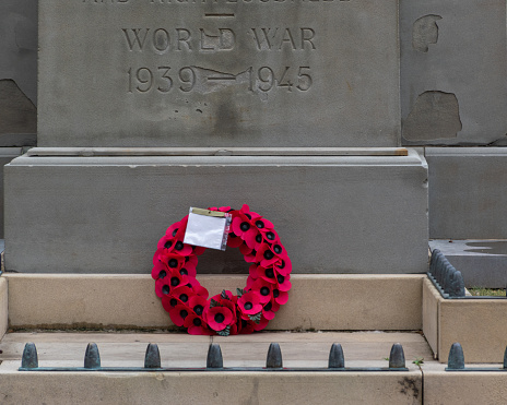 A wreath of poppies to commemorate the fallen in World War Two