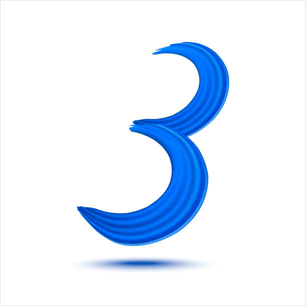 istock Number 3 of realistic blue paint brush strokes. Numbers isolated on a white background. Number three written smears by deep blue paint. Vector EPS 10 1411292186