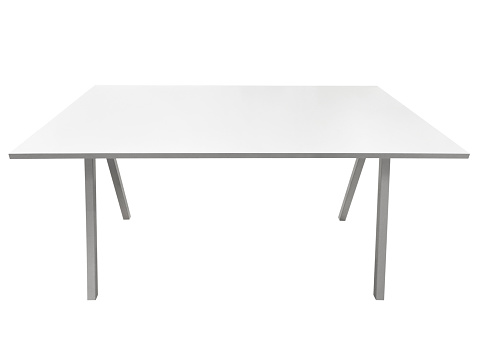 Empty white wooden table isolated on the white background with clipping path