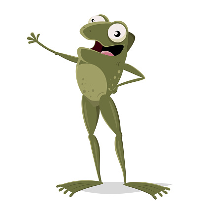 vector illustration of a happy cartoon frog