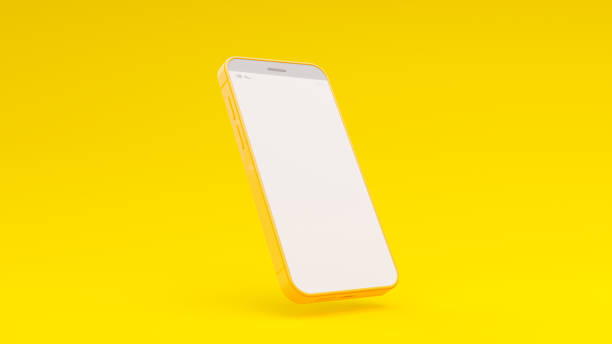 istock Yellow Phone mock-up on yellow background. 1411300602