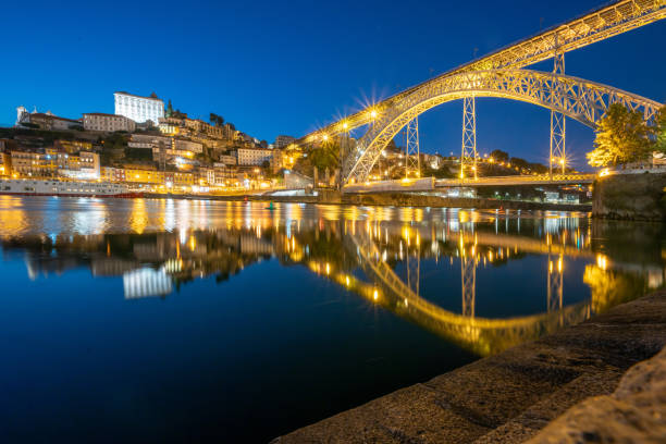 Bridge Reflection in Porto, Portugal stock photo