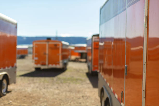 Western USA Industrial Work Site Construction Industry Cargo Trailers on Lot in Backgrounds and Textures Photo Series