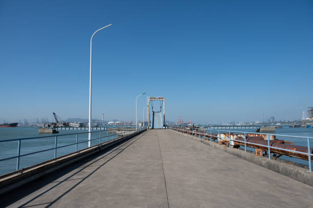 istock A straight cement road in the port 1411312700