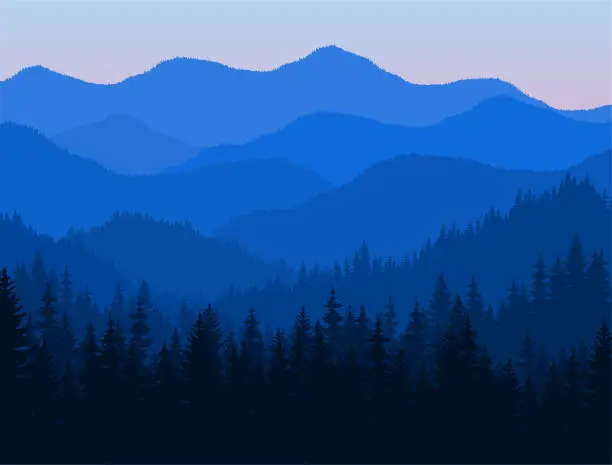 Vector illustration of vector morning in Great Smoky Mountains