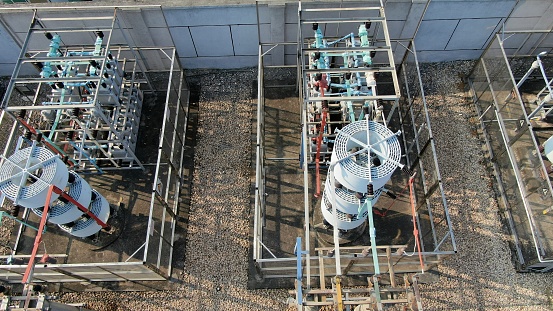 High voltage circuit breaker in a high voltage substation. high voltage switchgear