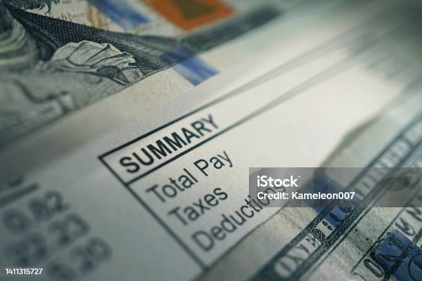 Paystub Stock Photo - Download Image Now - Paycheck, Earnings Before Interest and Taxes, USA