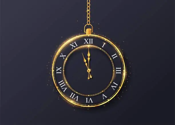Vector illustration of Realistic golden clock