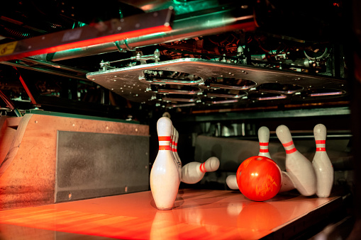 Close-up on a bowling strike - sports and recreation concepts