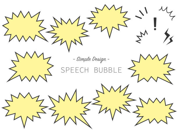 Zigzag speech bubble frameset for emphasis Yellow Zigzag speech bubble frameset for emphasis Yellow spiked stock illustrations