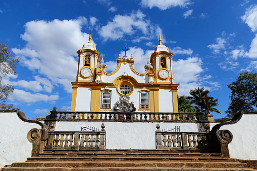 church facade of Santo Antonio in the city of Tiradentes MG, during clear day