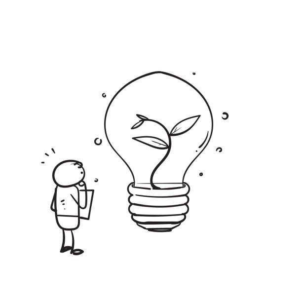 istock hand drawn doodle bulb with plant inside illustration for eco energy illustration 1411329716
