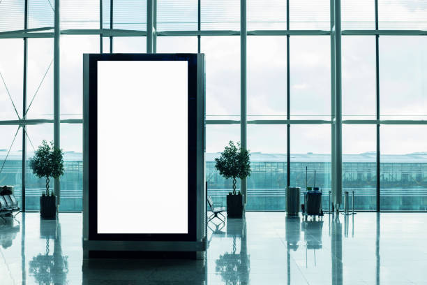 istock Blank Billboard in airport. Mock up large horizontal billboard. 1411331878