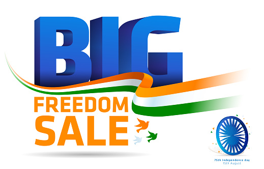 Big freedom sale concept for independence day promo.