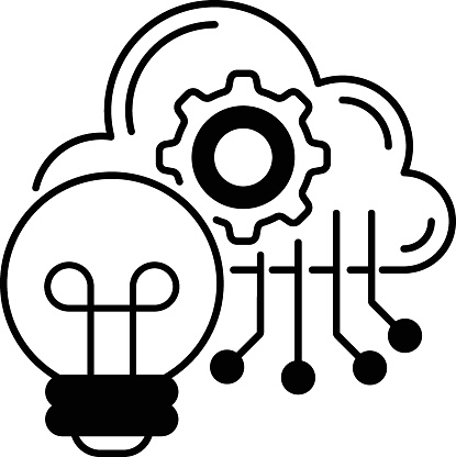 cloud innovation enabler Vector Icon Design, Cloud Processing Symbol, Computing Services Sign, Web Services and Data Center stock illustration, end-to-end innovation management Concept