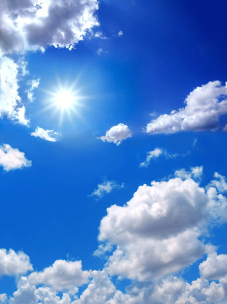 Beautiful sunny and shiny cloudscape of sky only background stock photo