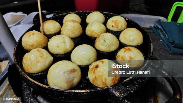 Process To Cooking Takoyaki Most Popular Delicious Snack Stock Photo - Download Image Now