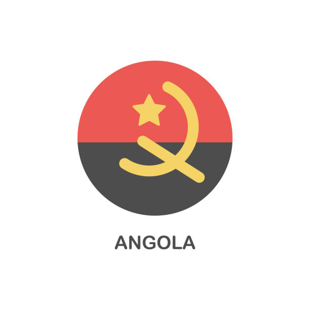 アンゴラのシンプルな旗 - ベクターラウンドフラットアイコン - アンゴラ点のイラスト素材／クリップアート素材／マンガ素材／アイコン素材
