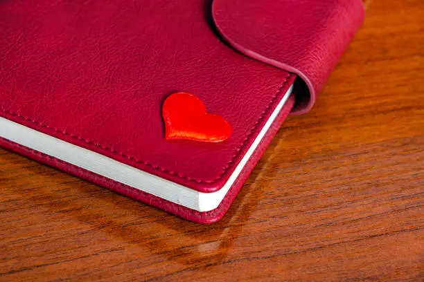 Red Heart Shape on the Book closeup