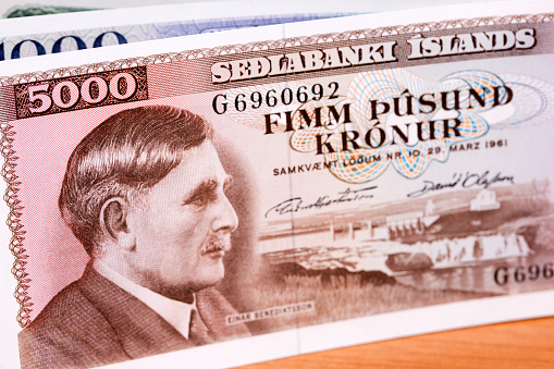 Old Icelandic money - crown a business background