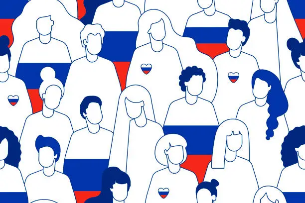 Vector illustration of Russophobia. Patriot of Russia. russian nation. seamless pattern of Russian people. support of Russia. Anti-Russian. Russia Day,  12 June. Russian Independence Day. I love Russia concept.