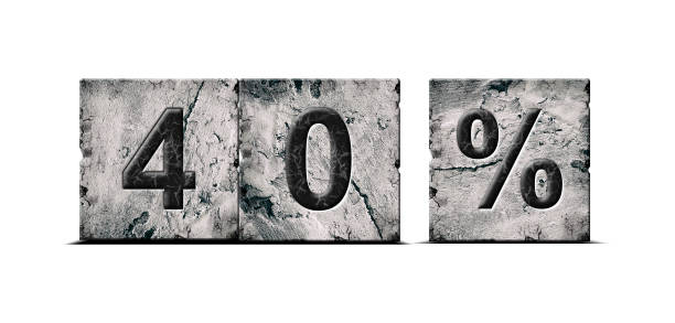 istock 40 percent. Words on stone blocks. Isolated on white background. Design element.Trade. Business. 1411361279