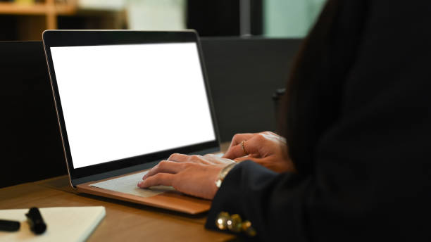 istock Close up view businesswoman hands typing on laptop computer, working at modern office. 1411361339