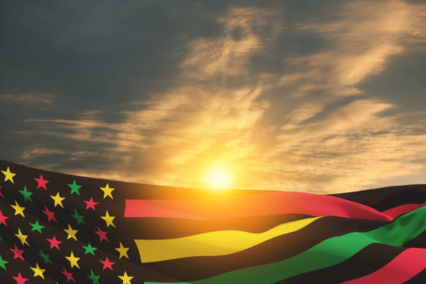 istock Alternative Juneteenth Flag with sunrise or sunset. Since 1865. Design of Banner. 1411362031