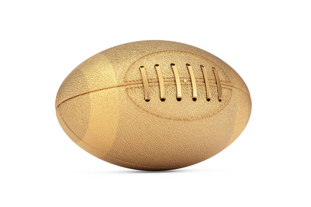 istock Golden Classic Old Leather Rugby Ball. 3d Rendering 1411363565