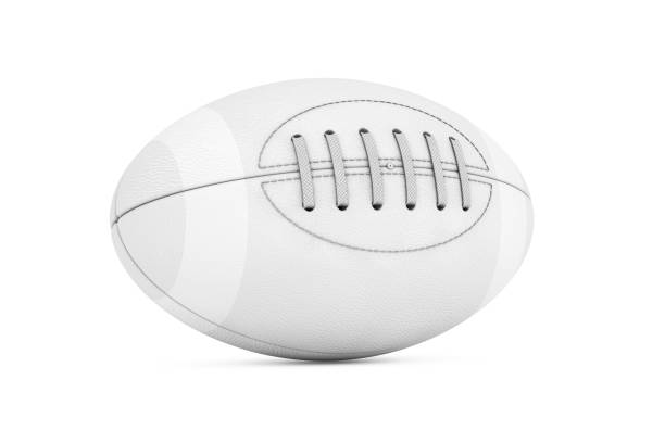 istock White Classic Old Leather Rugby Ball in Clay Style. 3d Rendering 1411363582