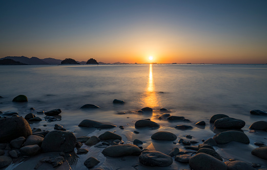 Sunrise at Musulmok Beach in Yeosu.